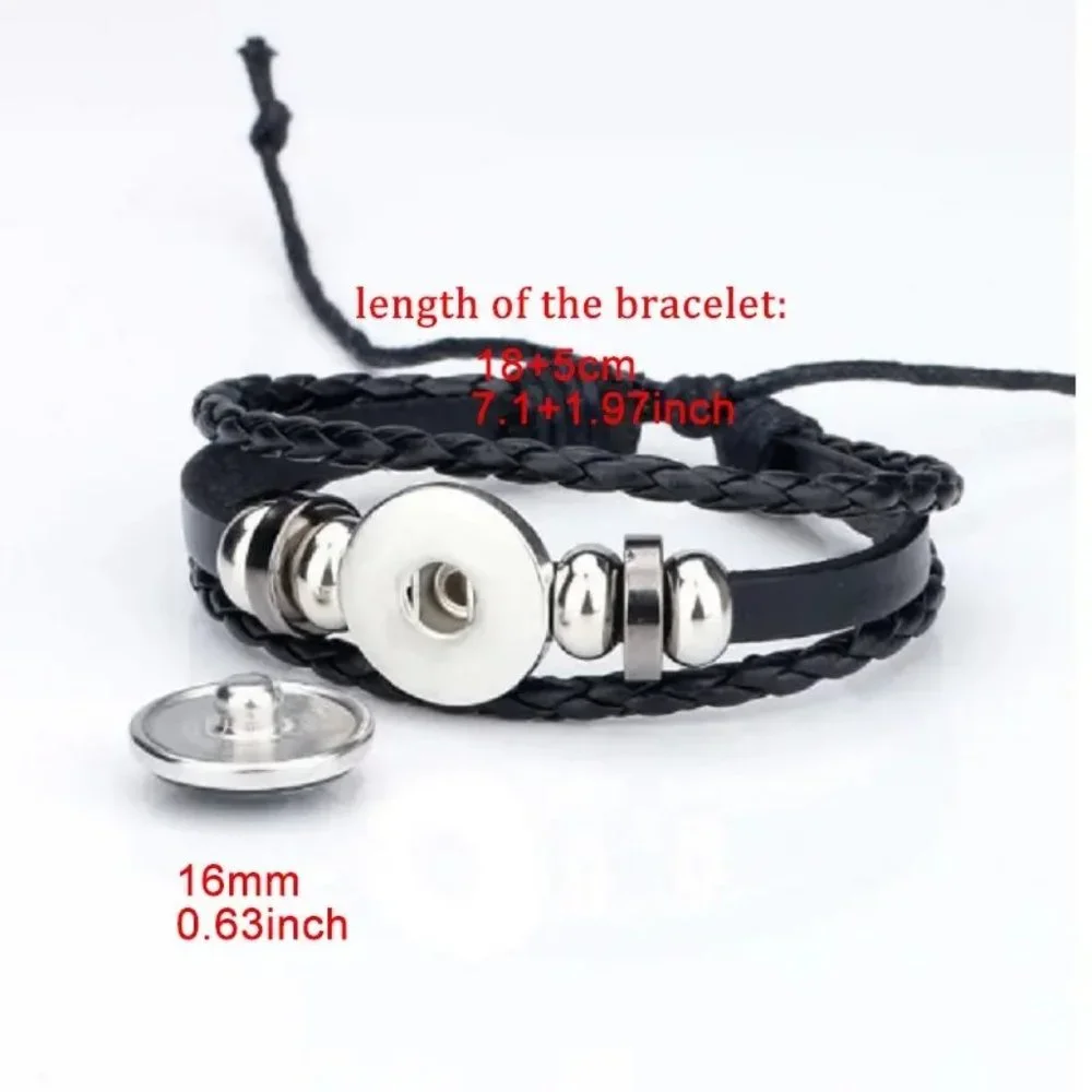 Harry Potter Black Braided Leather Bracelet, Hogwarts Bracelet